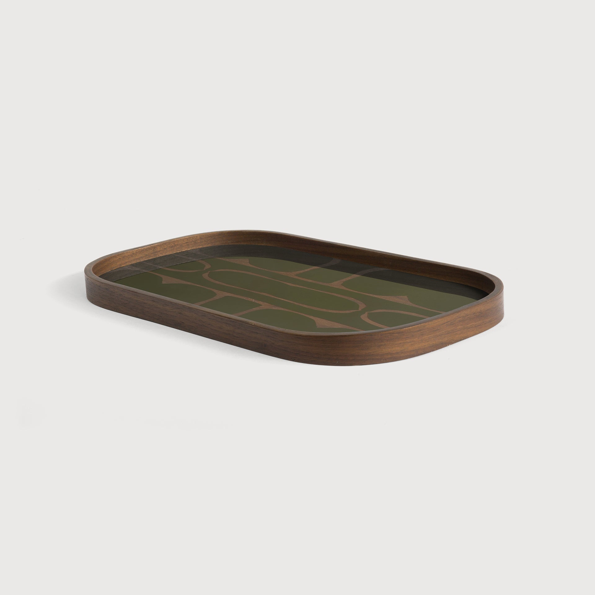 Second Nature valet tray - Moss - glass - rectangular White Cliff Studio Trays