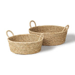 Set of 2 Deep Nesting Seagrass Baskets w/ Handles