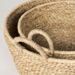 Set of 2 Deep Nesting Seagrass Baskets w/ Handles