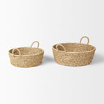Set of 2 Deep Nesting Seagrass Baskets w/ Handles