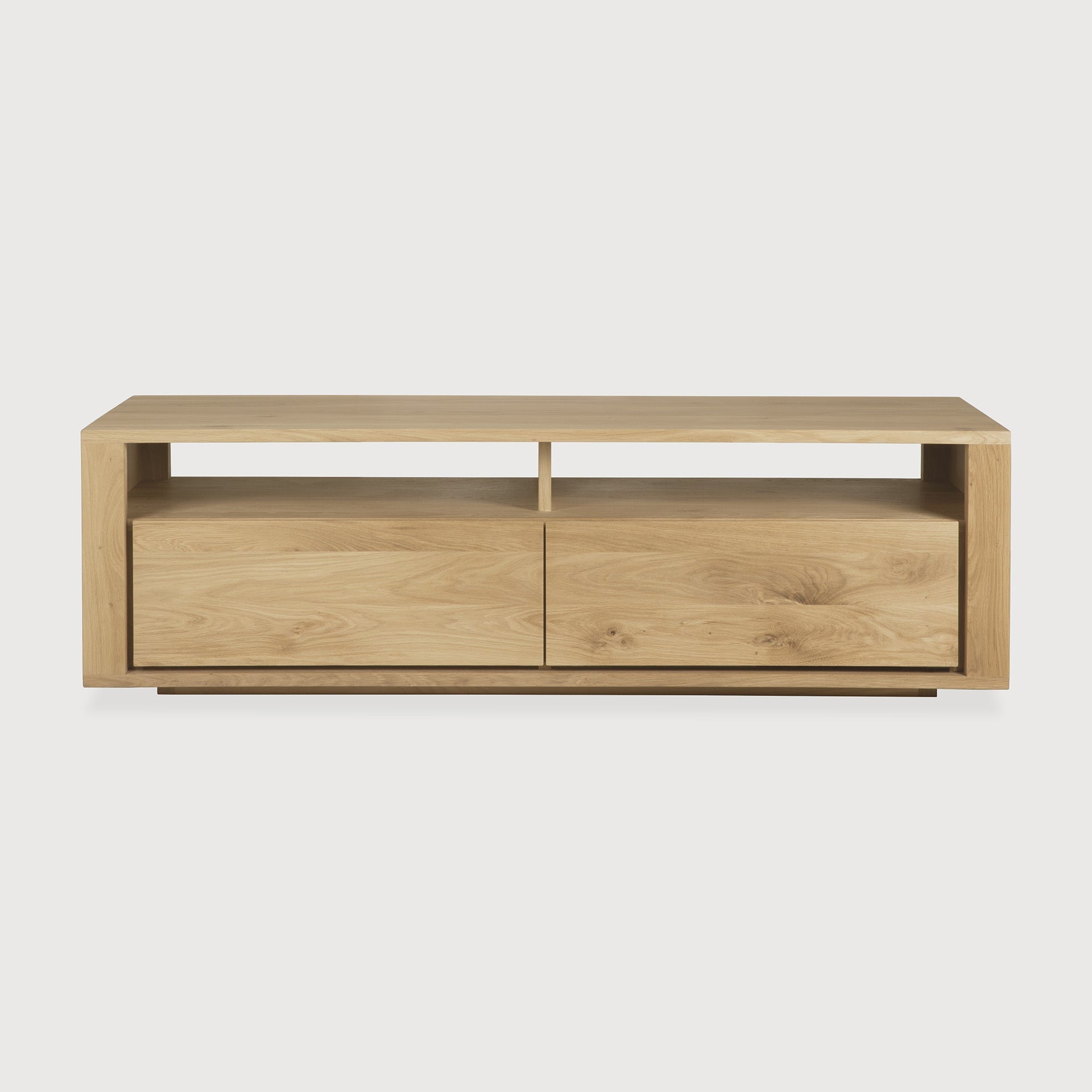 Shadow TV cupboard - oak - 2 drawers White Cliff Studio Media Console