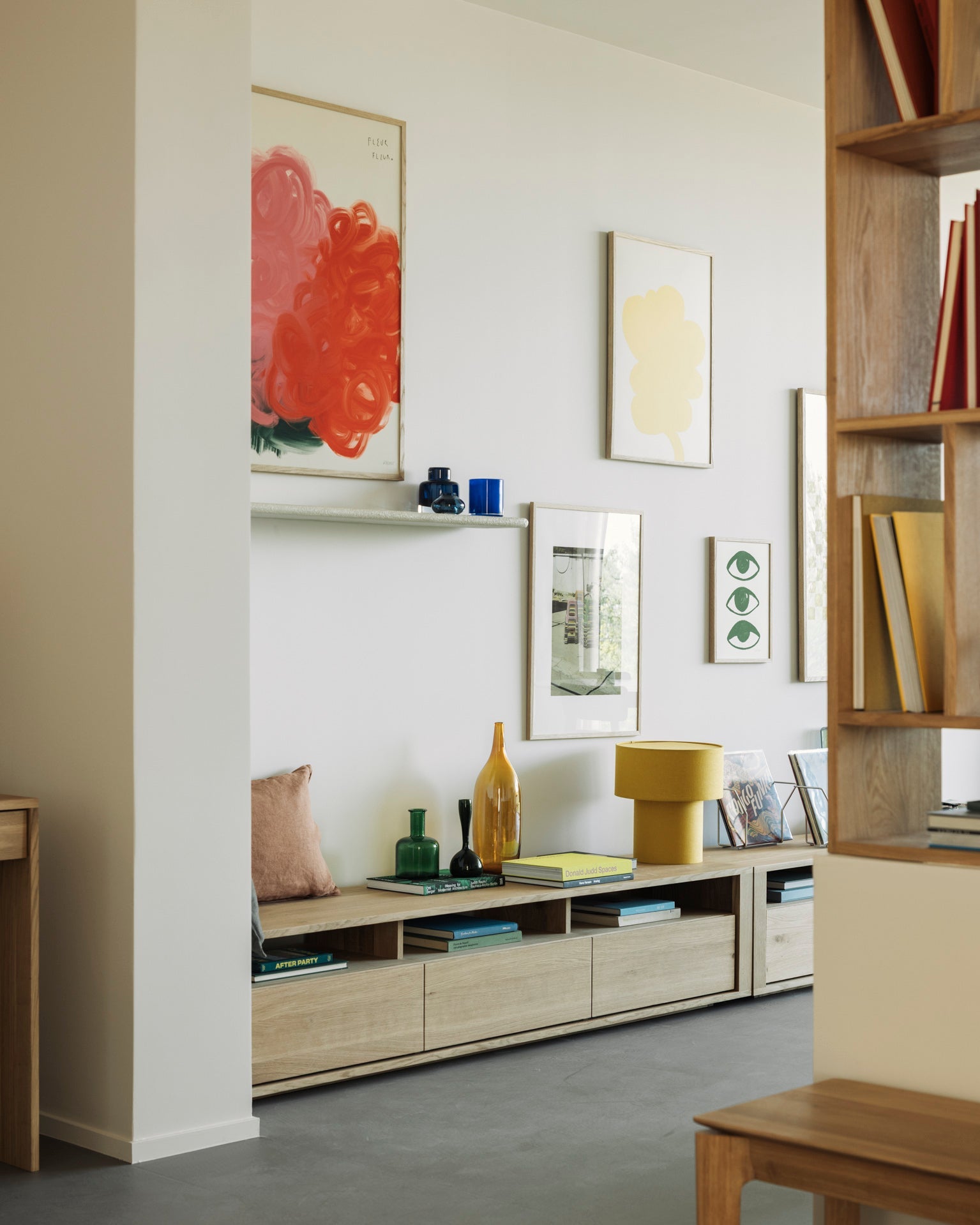 Shadow TV cupboard - oak - 2 drawers White Cliff Studio Media Console