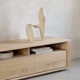 Shadow TV cupboard - oak - 2 drawers White Cliff Studio Media Console