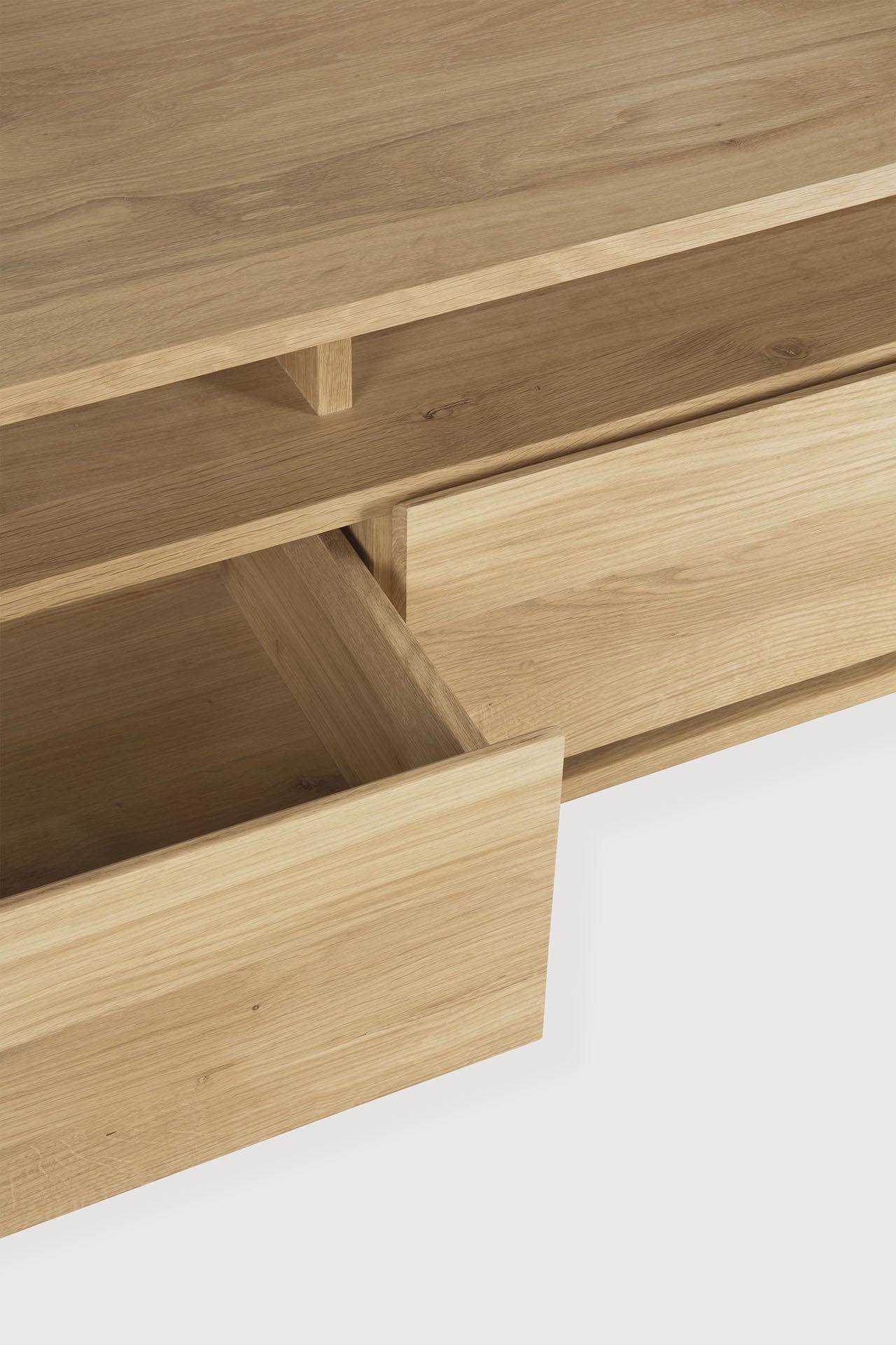 Shadow TV cupboard - oak - 2 drawers White Cliff Studio Media Console