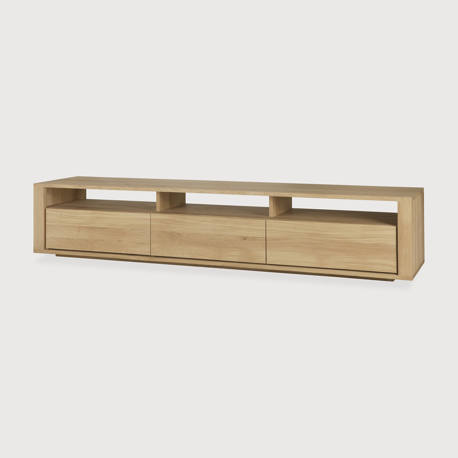 Shadow TV cupboard - oak - 3 drawers White Cliff Studio Media Console