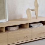 Shadow TV cupboard - oak - 3 drawers White Cliff Studio Media Console