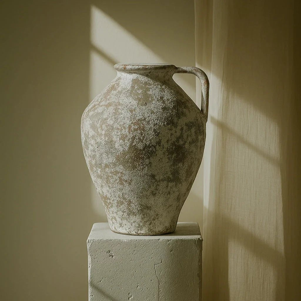 Siena Handmade Concrete Vase - Cream Minimalist 10" x 14"
