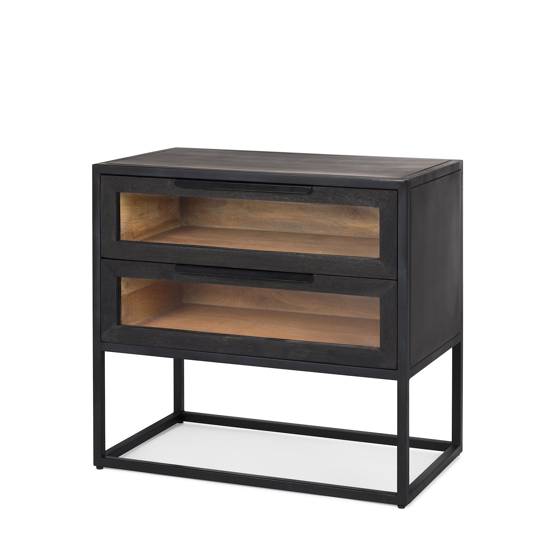 Slone Black Double Drawer Side Table