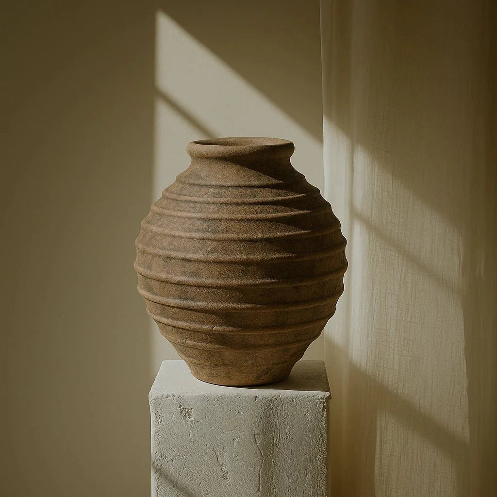 Sol Vase - Dark Brown Ceramic Decorative Vessel 14.5" x 16"