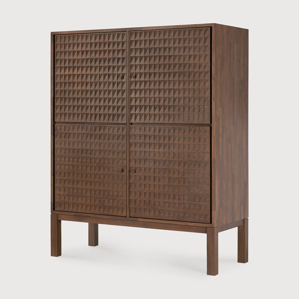 Sono Carved Wood Modern Storage Cabinet
