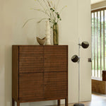 Sono cupboard - varnished teak - light brown - 4 doors White Cliff Studio Cab inet