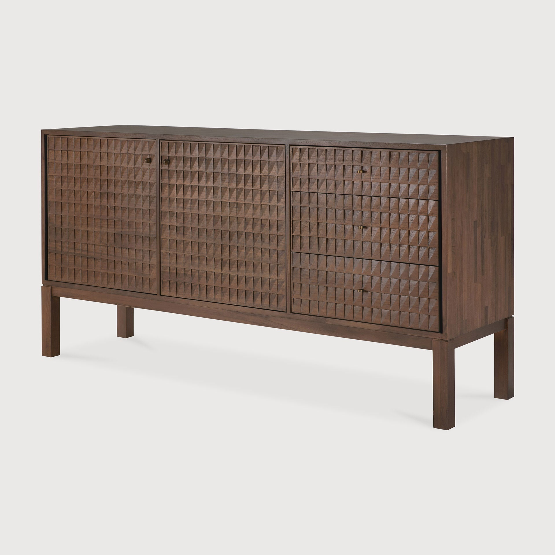 Sono sideboard - varnished teak - light brown - 2 doors - 3 drawers White Cliff Studio Sideboard