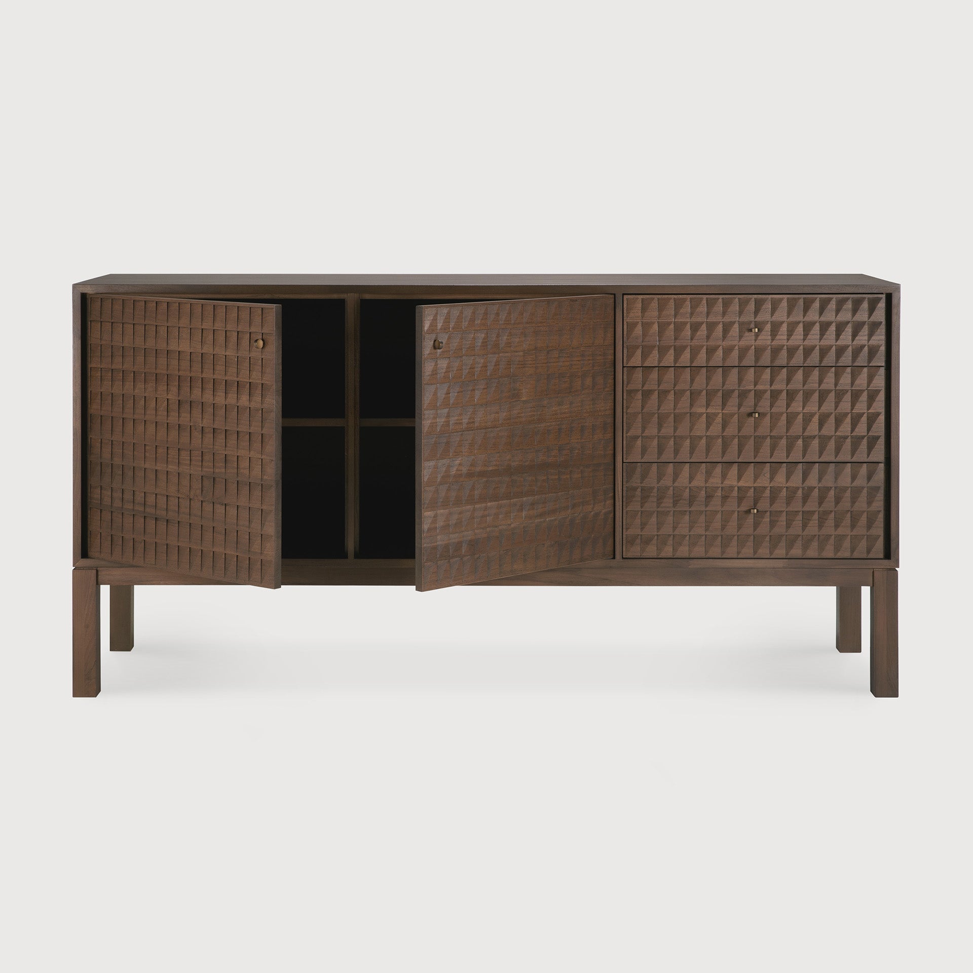 Sono sideboard - varnished teak - light brown - 2 doors - 3 drawers White Cliff Studio Sideboard