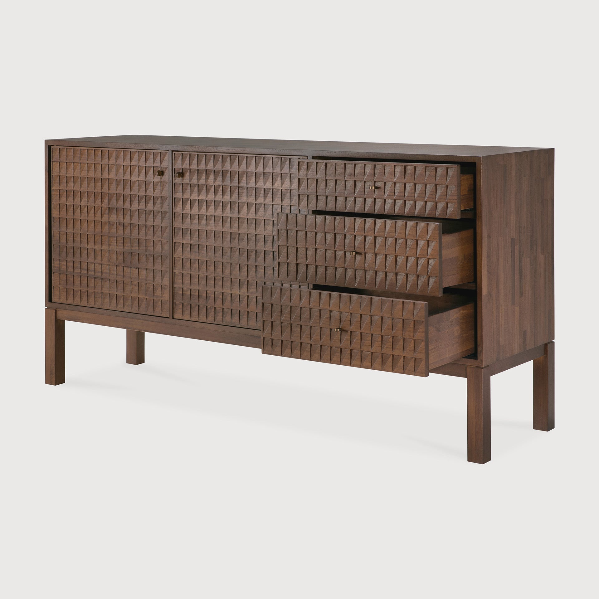 Sono sideboard - varnished teak - light brown - 2 doors - 3 drawers White Cliff Studio Sideboard