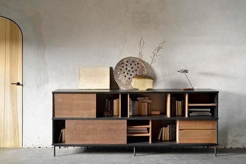 Sono sideboard - varnished teak - light brown - 2 doors - 3 drawers White Cliff Studio Sideboard