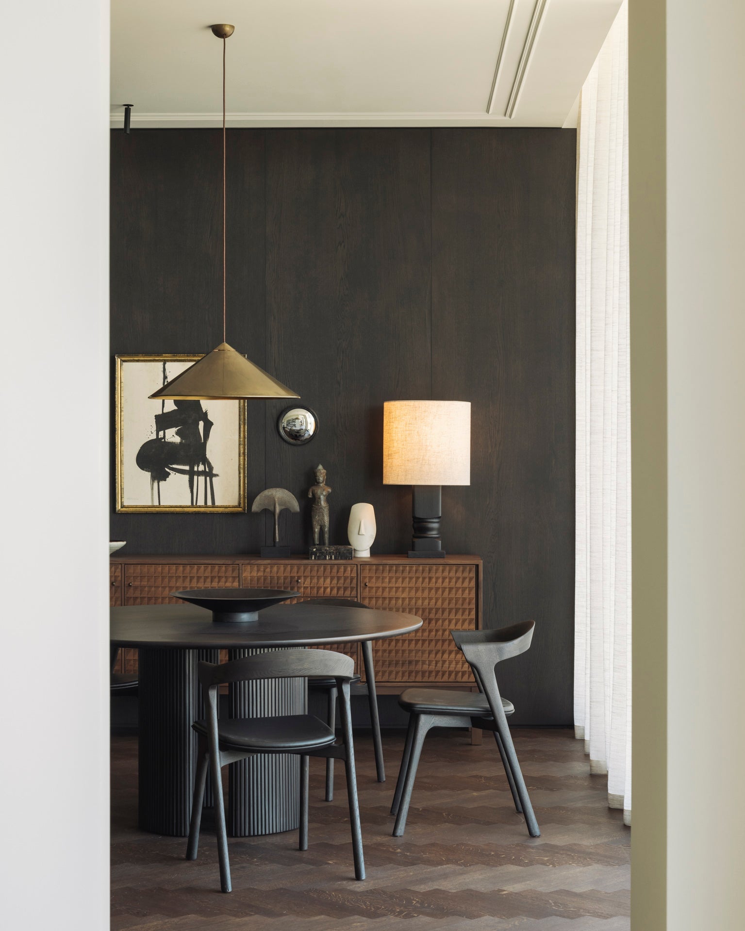 Sono sideboard - varnished teak - light brown - 3 doors - 3 drawers White Cliff Studio Sideboard