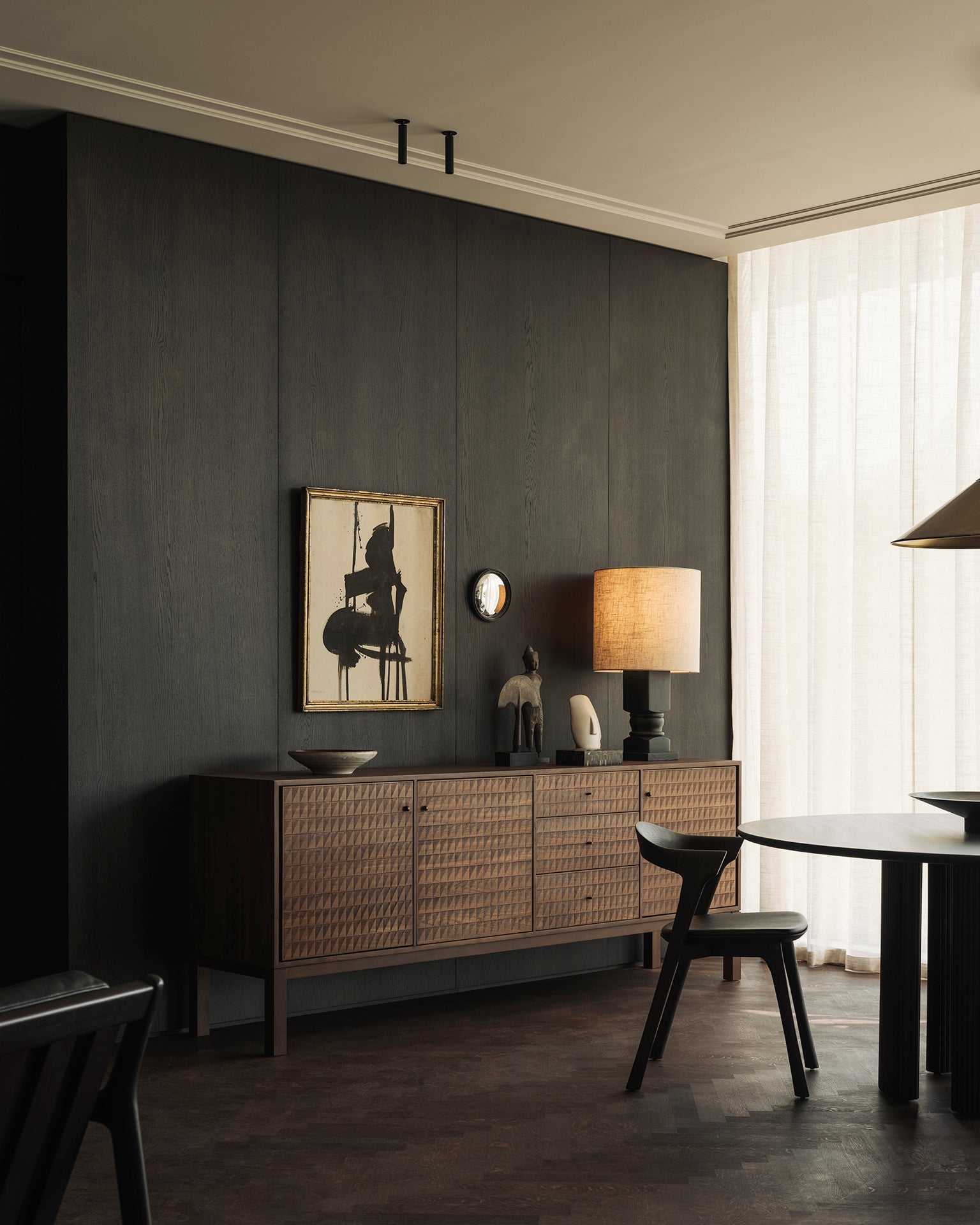 Sono sideboard - varnished teak - light brown - 3 doors - 3 drawers White Cliff Studio Sideboard