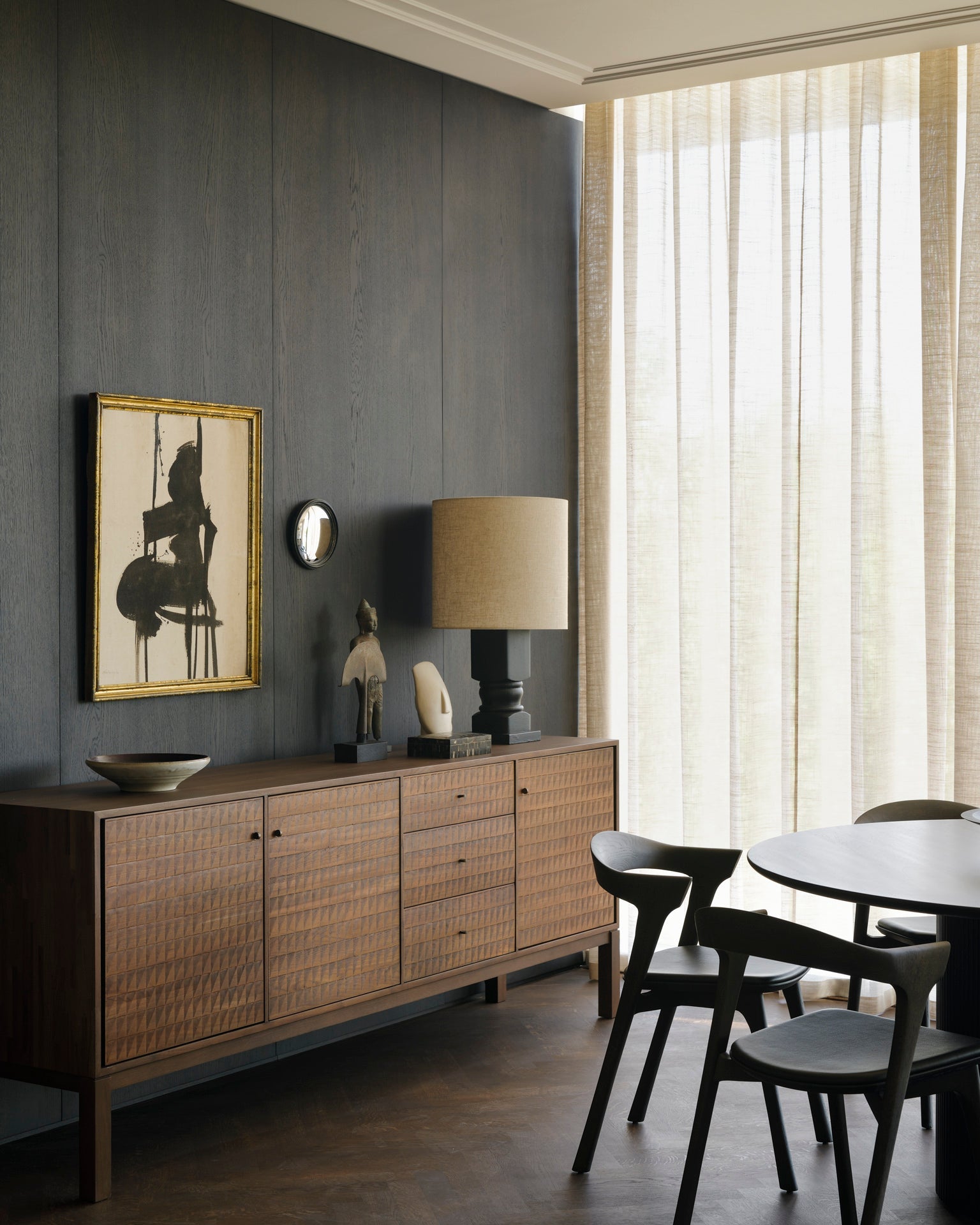 Sono sideboard - varnished teak - light brown - 3 doors - 3 drawers White Cliff Studio Sideboard