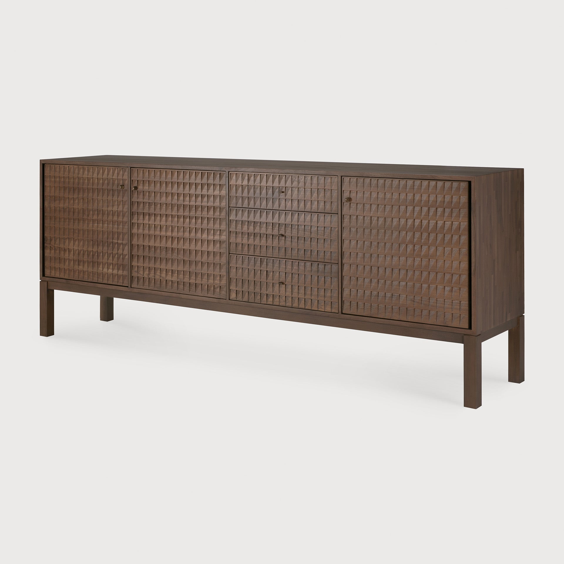 Sono sideboard - varnished teak - light brown - 3 doors - 3 drawers White Cliff Studio Sideboard