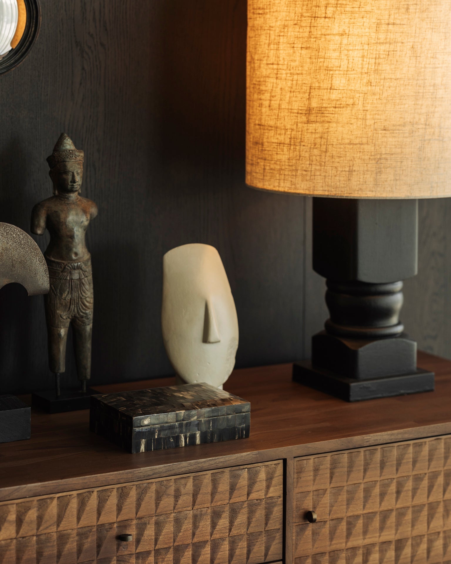 Sono sideboard - varnished teak - light brown - 3 doors - 3 drawers White Cliff Studio Sideboard