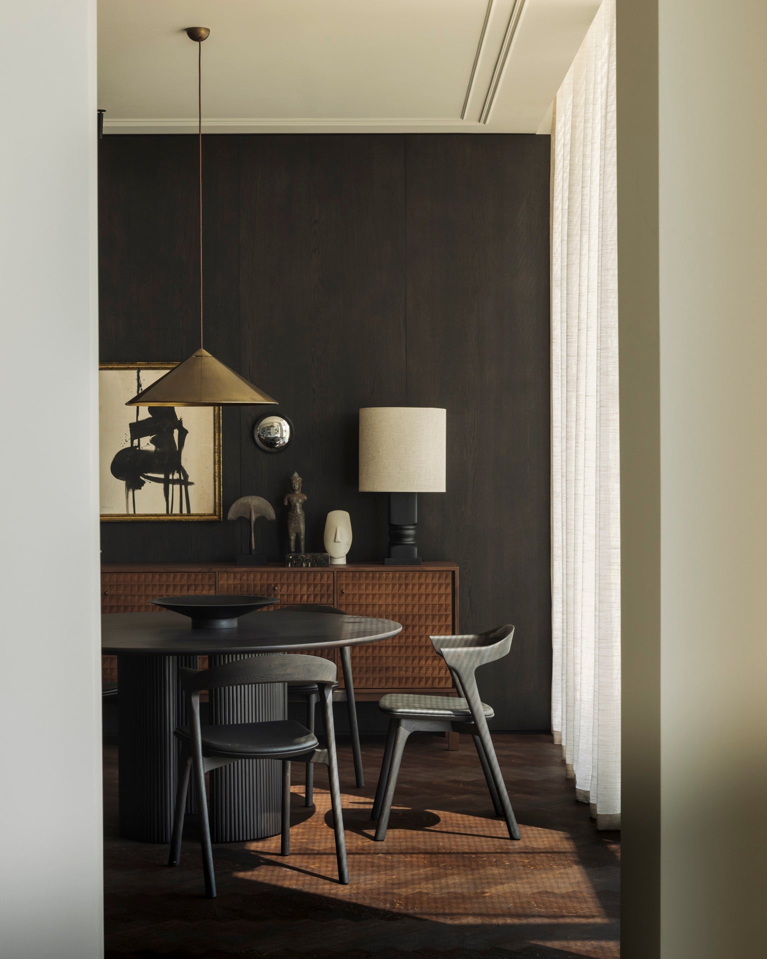Sono sideboard - varnished teak - light brown - 3 doors - 3 drawers White Cliff Studio Sideboard