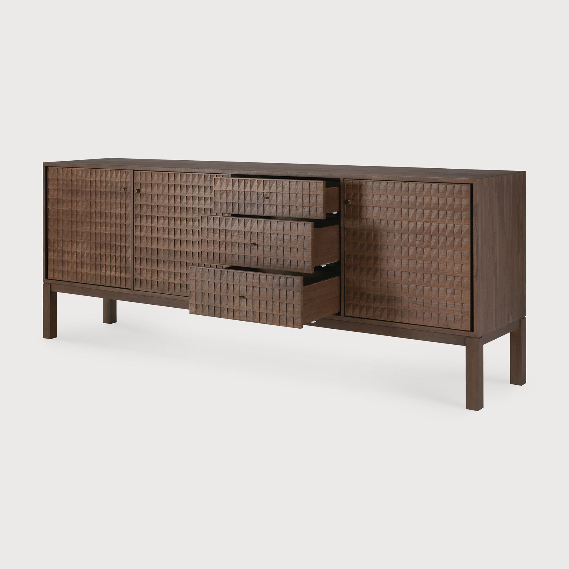 Sono sideboard - varnished teak - light brown - 3 doors - 3 drawers White Cliff Studio Sideboard