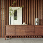 Sono sideboard - varnished teak - light brown - 3 doors - 3 drawers White Cliff Studio Sideboard