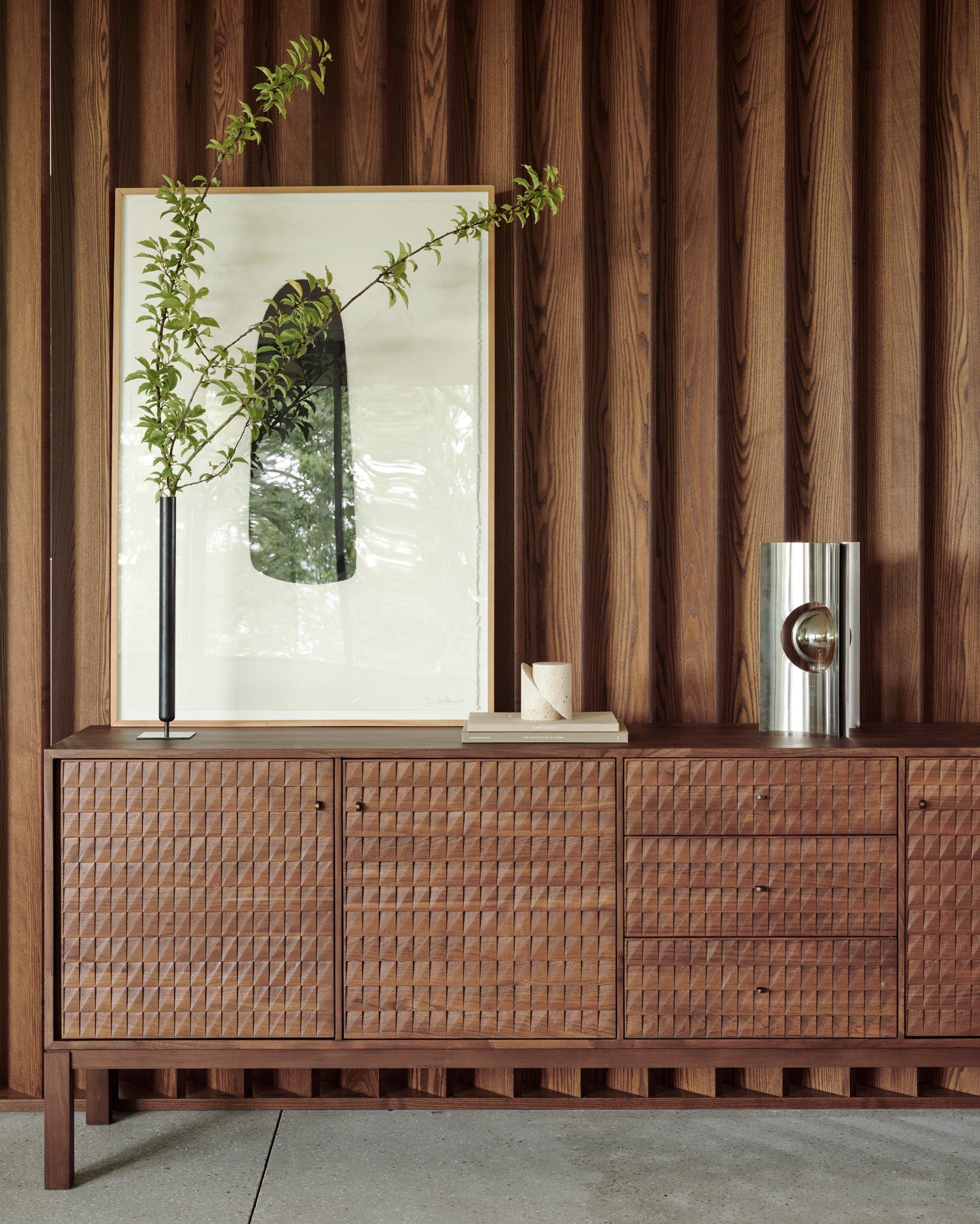 Sono sideboard - varnished teak - light brown - 3 doors - 3 drawers White Cliff Studio Sideboard