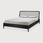 Spindle bed - varnished oak - black - US King - with slats White Cliff Studio King Bed Frame