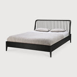 Spindle bed - varnished oak - black - US King - with slats White Cliff Studio King Bed Frame