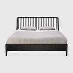 Spindle bed - varnished oak - black - US King - with slats White Cliff Studio King Bed Frame
