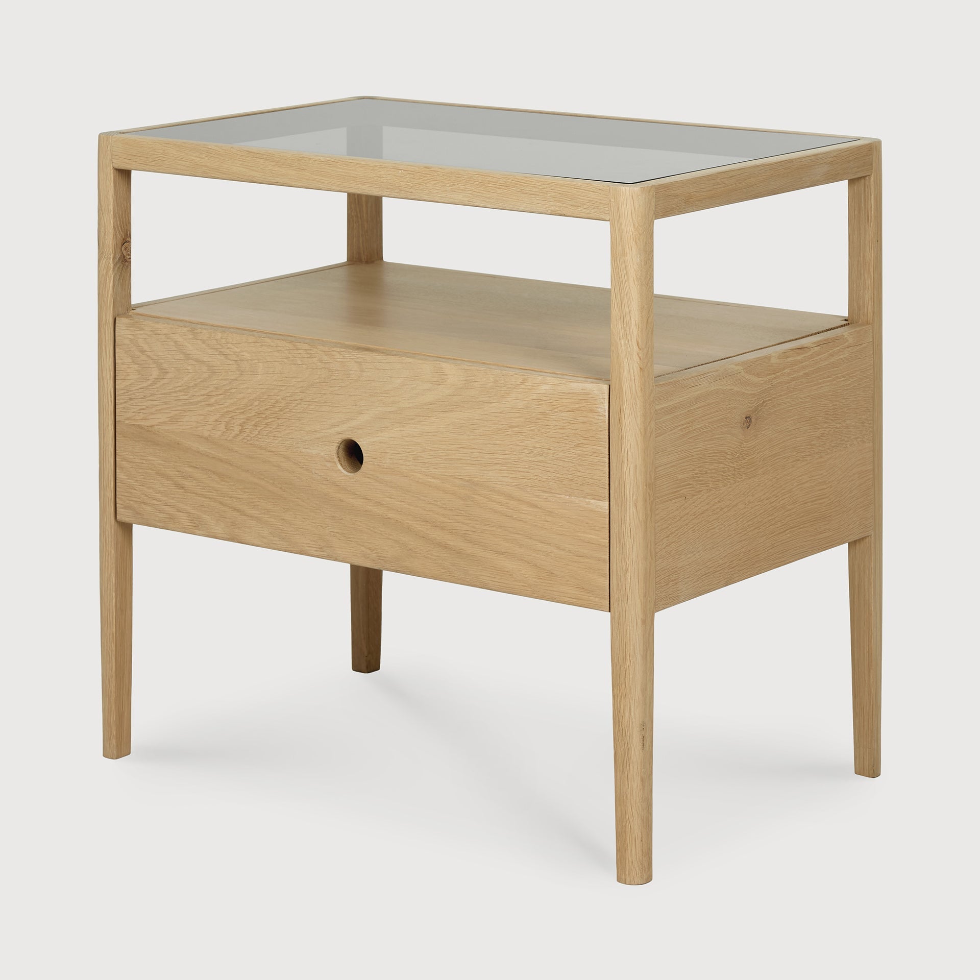 Spindle bedside table - oak - 1 drawer White Cliff Studio Nightstand