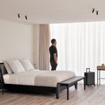 Spindle bedside table - varnished oak - black - 1 drawer White Cliff Studio Nightstand