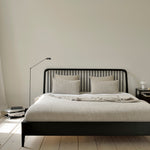 Spindle bedside table - varnished oak - black - 1 drawer White Cliff Studio Nightstand