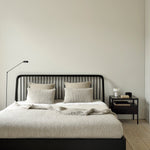 Spindle bedside table - varnished oak - black - 1 drawer White Cliff Studio Nightstand