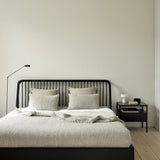 Spindle bedside table - varnished oak - black - 1 drawer White Cliff Studio Nightstand