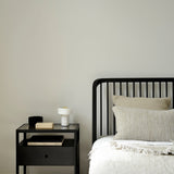 Spindle bedside table - varnished oak - black - 1 drawer White Cliff Studio Nightstand