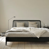 Spindle bedside table - varnished oak - black - 1 drawer White Cliff Studio Nightstand