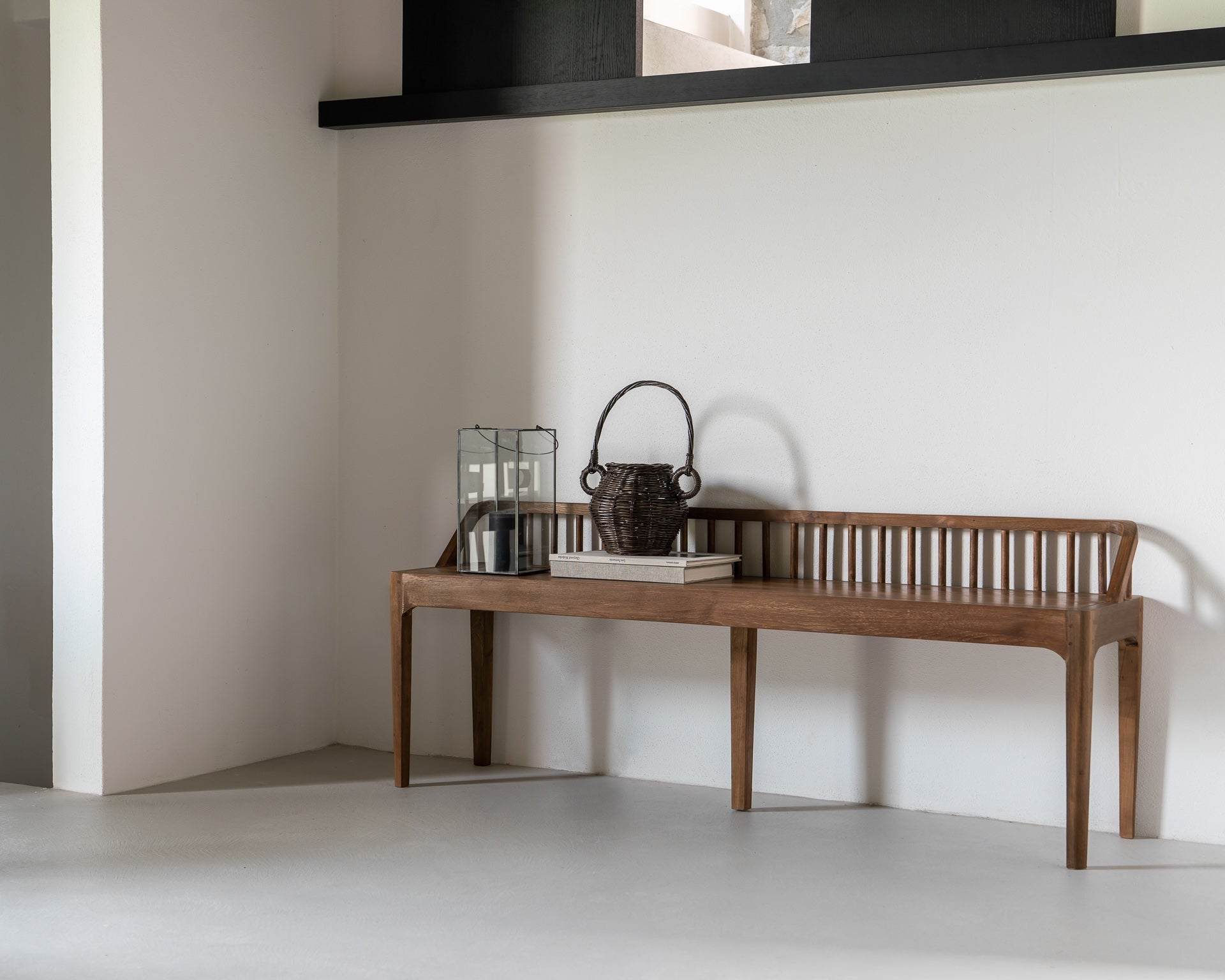 Spindle bench - reclaimed teak White Cliff Studio Bench / Dining Bench