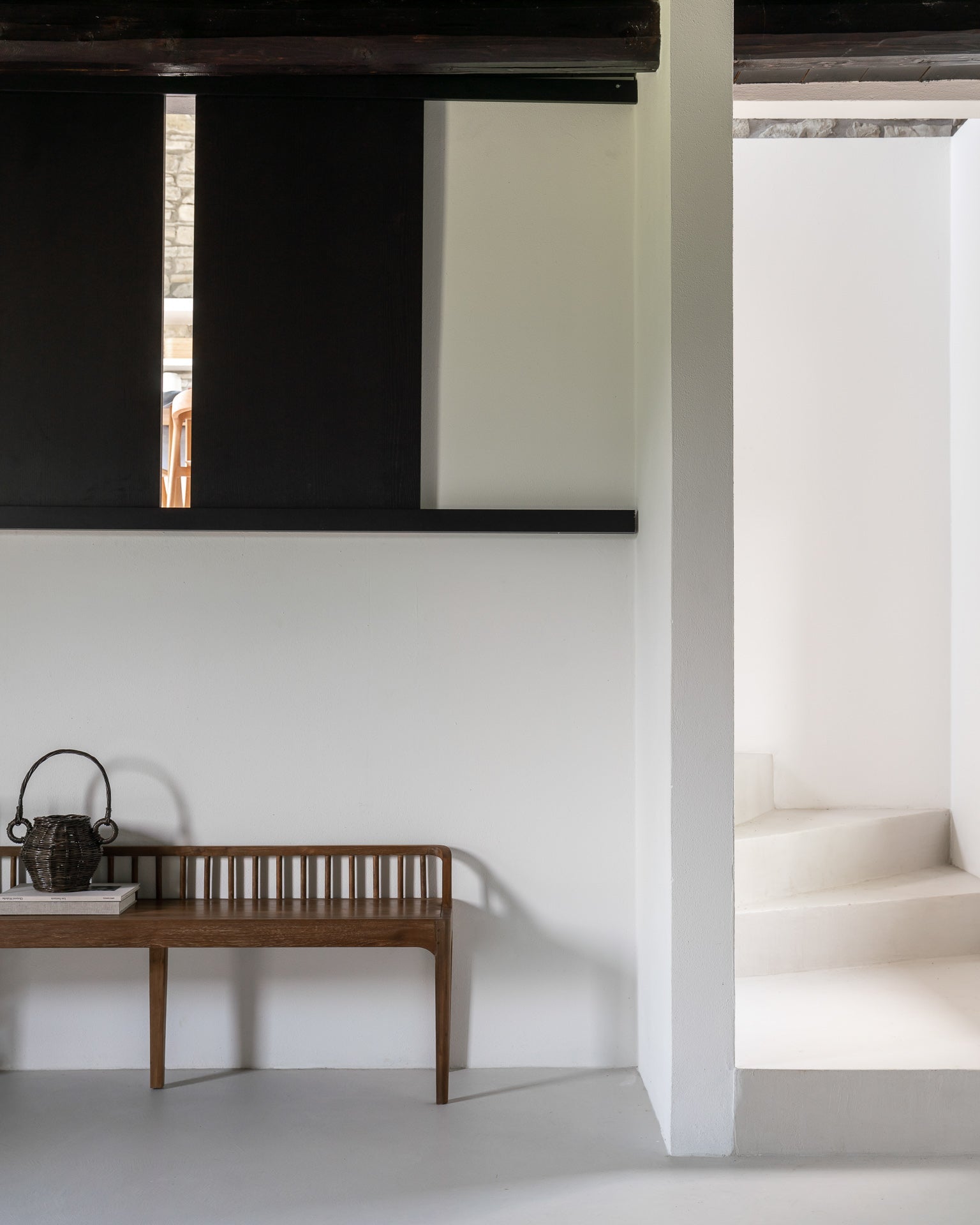 Spindle bench - reclaimed teak White Cliff Studio Bench / Dining Bench