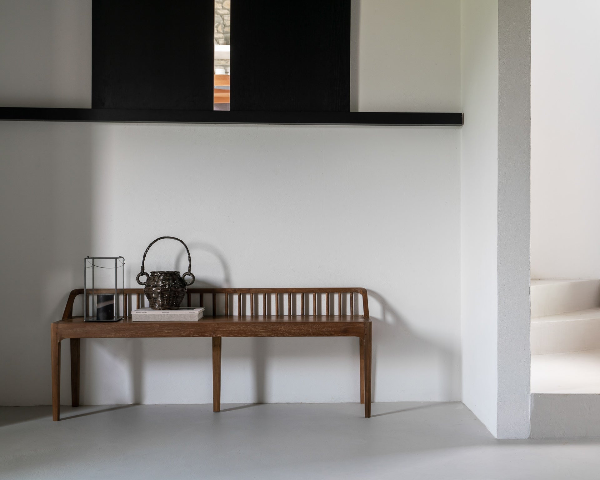 Spindle bench - reclaimed teak White Cliff Studio Bench / Dining Bench