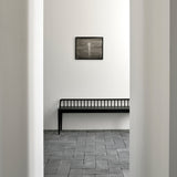 Spindle bench - varnished oak - black White Cliff Studio Bench / Dining Bench