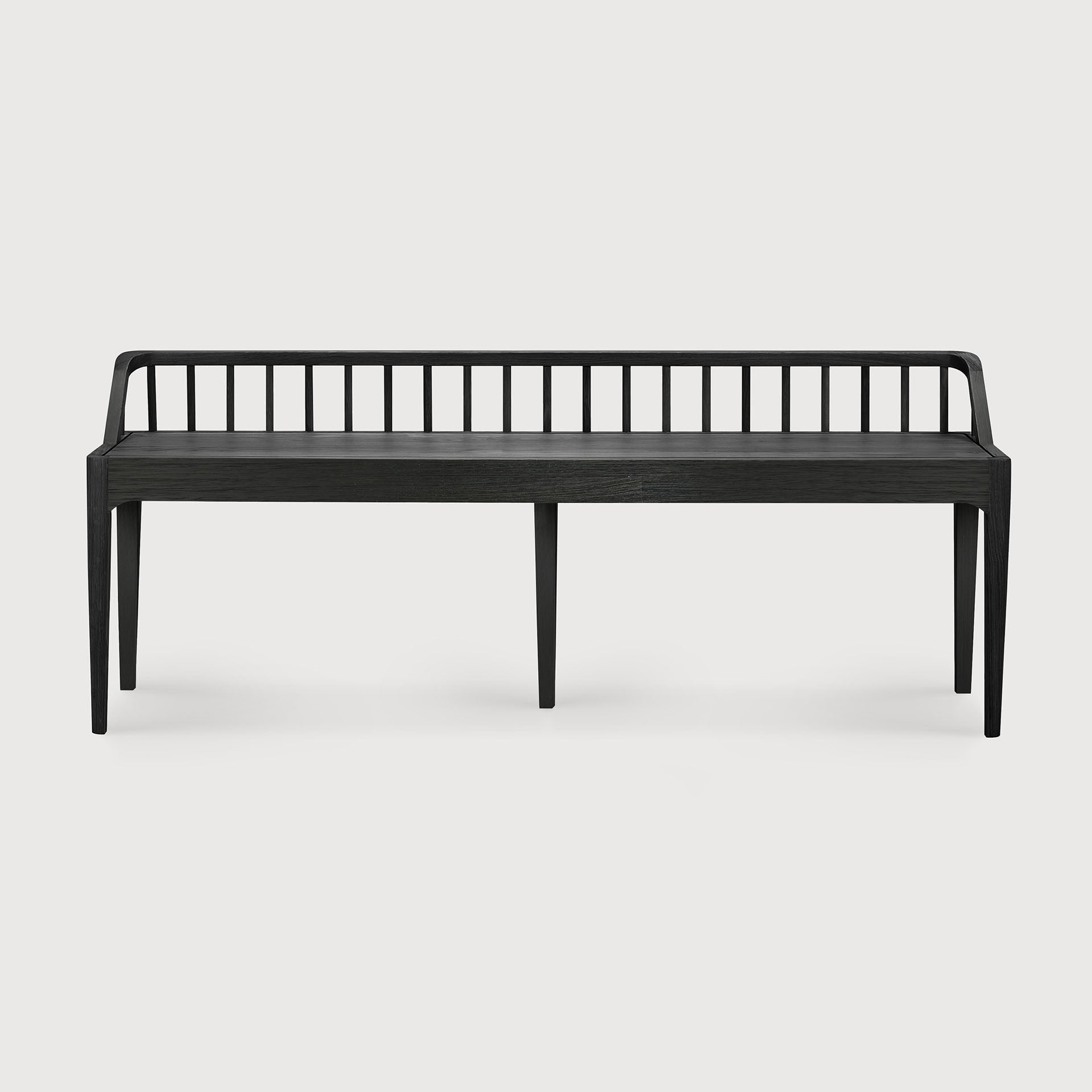 Spindle bench - varnished oak - black White Cliff Studio Bench / Dining Bench