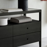 Spindle dresser - varnished oak - black - 4 drawers White Cliff Studio DRESSERS & CHEST OF DRAWERS