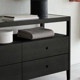 Spindle dresser - varnished oak - black - 4 drawers White Cliff Studio DRESSERS & CHEST OF DRAWERS