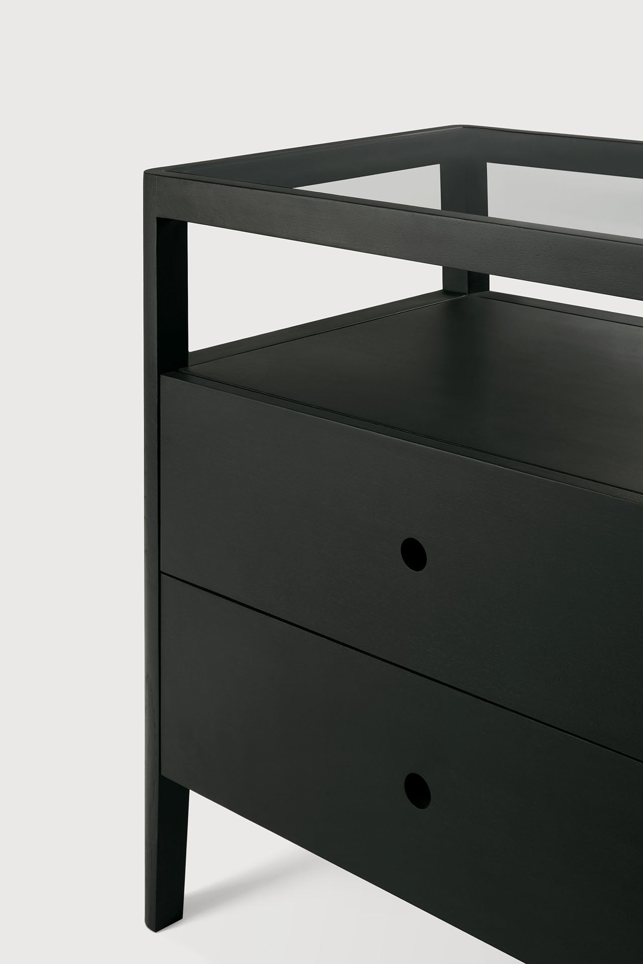 Spindle dresser - varnished oak - black - 4 drawers White Cliff Studio DRESSERS & CHEST OF DRAWERS