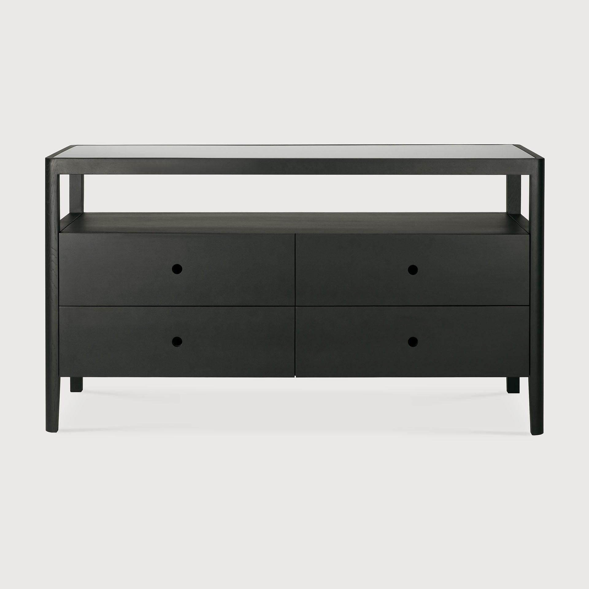 Spindle dresser - varnished oak - black - 4 drawers White Cliff Studio DRESSERS & CHEST OF DRAWERS