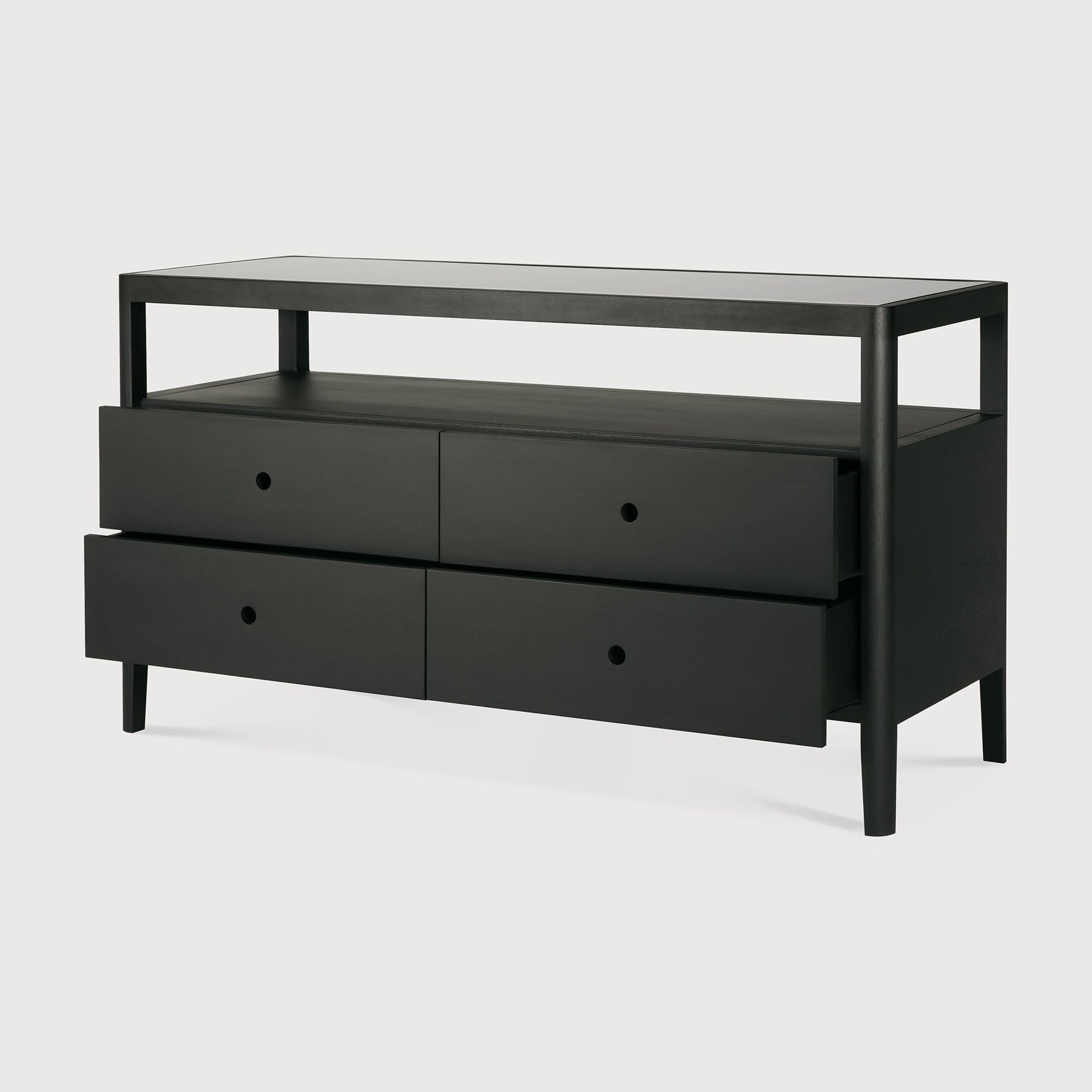 Spindle dresser - varnished oak - black - 4 drawers White Cliff Studio DRESSERS & CHEST OF DRAWERS