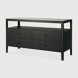 Spindle dresser - varnished oak - black - 4 drawers White Cliff Studio DRESSERS & CHEST OF DRAWERS