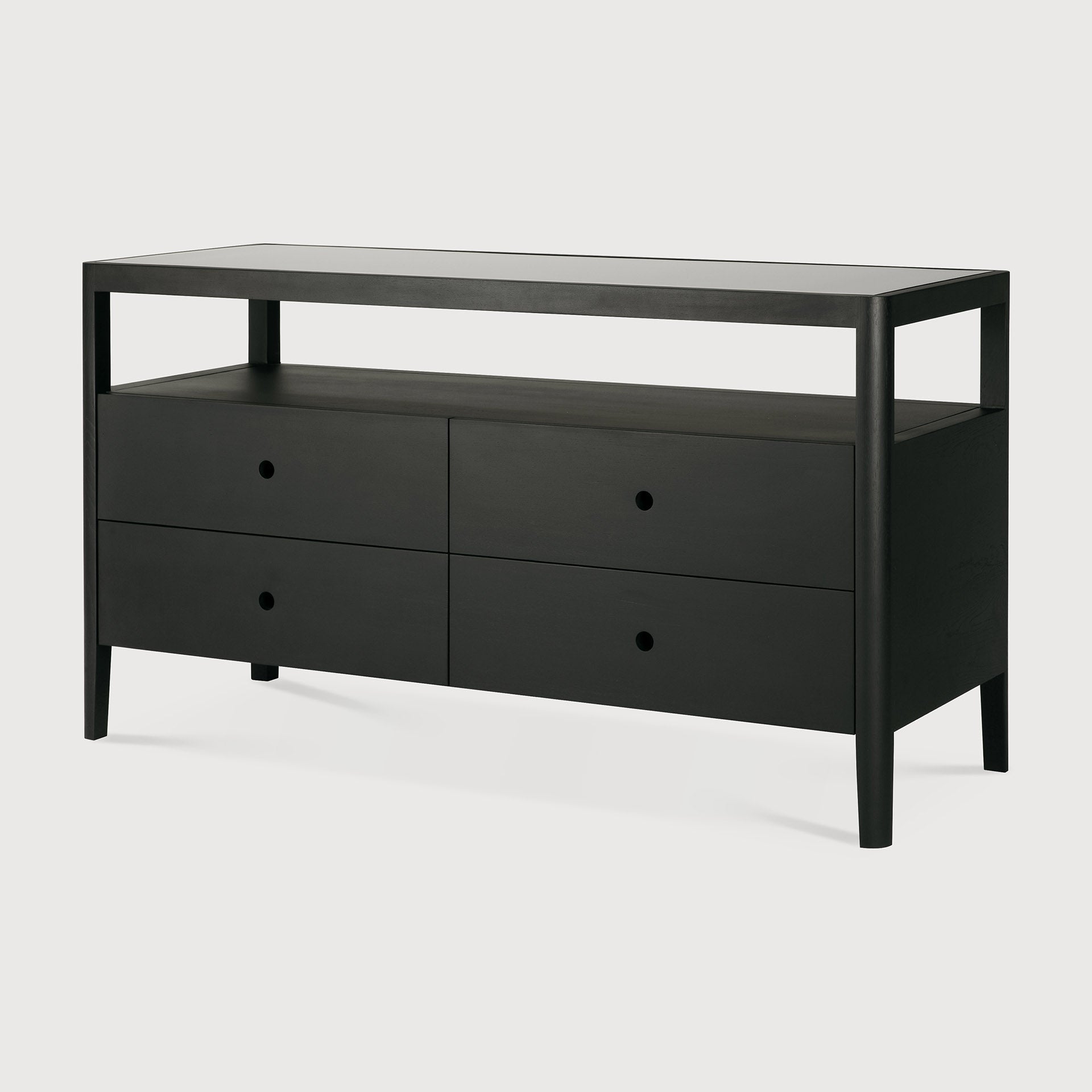Spindle dresser - varnished oak - black - 4 drawers White Cliff Studio DRESSERS & CHEST OF DRAWERS